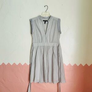 BCBG Striped Gray Silk Sleeveless Dress